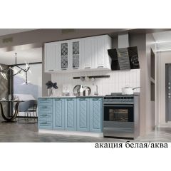 АГАВА Кухонный гарнитур (модульный) акация белая/аква в Кургане - kurgan.mebel24.online | фото