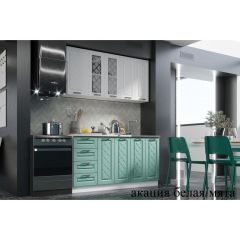 АГАВА Кухонный гарнитур (модульный) акация белая/мята в Кургане - kurgan.mebel24.online | фото 3