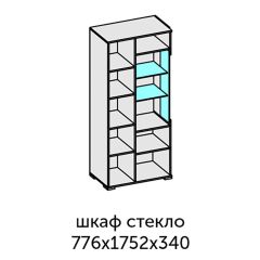 Аллегро-10 Шкаф 2дв. (со стеклом) (дуб крафт золотой-камень темный) в Кургане - kurgan.mebel24.online | фото 2