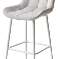 Барный стул ХОФМАН, цвет H-09 Светло-серый, велюр / белый каркас М-City в Кургане - kurgan.mebel24.online | фото
