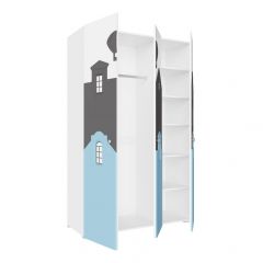 Детская Сити ПМ-332.25 исп 2 Шкаф комбинирован (3д) (Белый/Графит/Голубой) в Кургане - kurgan.mebel24.online | фото 2