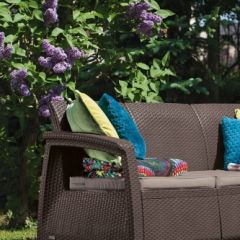 Диван пластиковый Корфу Макс (Corfu love seat max) коричневый в Кургане - kurgan.mebel24.online | фото 2