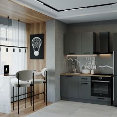 Кухонный гарнитур Антрацит 1600 (Стол. 26мм) в Кургане - kurgan.mebel24.online | фото