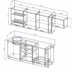 Кухонный гарнитур Антрацит 2550 (Стол. 26мм) в Кургане - kurgan.mebel24.online | фото 2