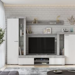 Гостиная МГС 5 (Цемент светлый/Белый) в Кургане - kurgan.mebel24.online | фото