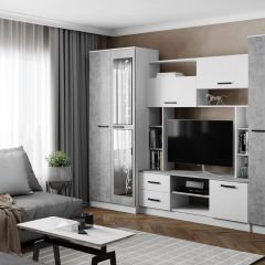 Гостиная СОЛО ЛДСП Белый /ЛДСП Ателье светлое в Кургане - kurgan.mebel24.online | фото