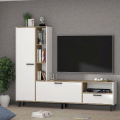 Гостиная Трикс (Дуб крафт золотой/Белый текстурный) в Кургане - kurgan.mebel24.online | фото