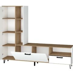 Гостиная Трикс (Дуб крафт золотой/Белый текстурный) в Кургане - kurgan.mebel24.online | фото 2