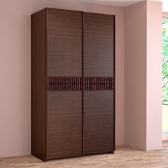 ИННЭС-5 Шкаф-купе 2-х дв. 1400 (2 дв. Ф3 - венге вст. экокожа коричневый) в Кургане - kurgan.mebel24.online | фото