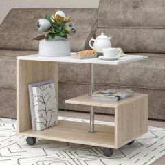Журнальный стол Гефест №1 (Дуб Сонома/Белый Глянец) в Кургане - kurgan.mebel24.online | фото