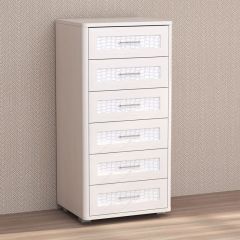 Кэт-4 Комод 6 ящ (МДФ Бодега белая/Экокожа Caiman белый) в Кургане - kurgan.mebel24.online | фото
