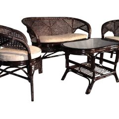 Комплект Пеланги 02/15 с 2-х местным диваном и овальным столом (Темно-коричневый) в Кургане - kurgan.mebel24.online | фото 1