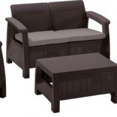 Комплект мебели Корфу сет (Corfu set) коричневый - серо-бежевый * в Кургане - kurgan.mebel24.online | фото