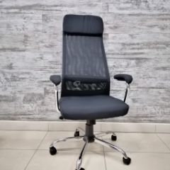 Кресло Barneo K-115 для персонала (черная ткань, черная сетка) в Кургане - kurgan.mebel24.online | фото