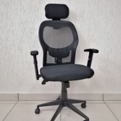 Кресло Barneo K-128 для персонала (черная ткань черная сетка) в Кургане - kurgan.mebel24.online | фото