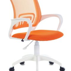 Кресло BRABIX "Fly MG-396W", пластик белый, сетка, оранжевое, 532401, MG-396W_532401 в Кургане - kurgan.mebel24.online | фото