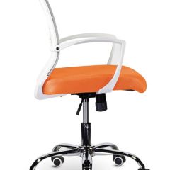 Кресло BRABIX "Wings MG-306", пластик белый, хром, сетка, серое/оранжевое, 532011 в Кургане - kurgan.mebel24.online | фото 3