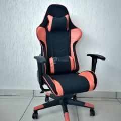 Кресло геймерское Barneo K-50 (черная сетка оранжевые вставки) в Кургане - kurgan.mebel24.online | фото