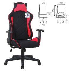 Кресло компьютерное BRABIX GT Racer GM-101 + подушка (ткань) черное/красное (531820) в Кургане - kurgan.mebel24.online | фото 2