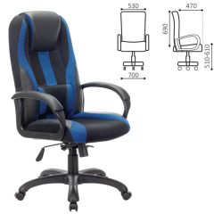 Кресло компьютерное BRABIX PREMIUM "Rapid GM-102" (экокожа/ткань, черное/синее) 532106 в Кургане - kurgan.mebel24.online | фото 2