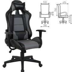 Кресло компьютерное BRABIX "GT Racer GM-100" (черное/серое) 531926 в Кургане - kurgan.mebel24.online | фото 2