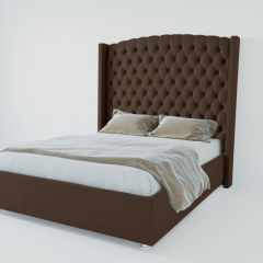 Кровать Берлин ЛЮКС с ПМ 800 (экокожа коричневая) в Кургане - kurgan.mebel24.online | фото 2