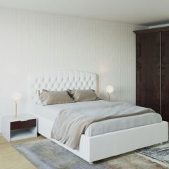 Кровать Берлин с ПМ 1200 (экокожа белая) в Кургане - kurgan.mebel24.online | фото 2