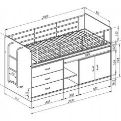 Кровать-чердак "Дюймовочка-6"  Белый/Голубой в Кургане - kurgan.mebel24.online | фото 2