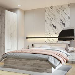 Кровать Гармония КР-601 1600 Дуб крафт серый/Дуб крафт белый в Кургане - kurgan.mebel24.online | фото