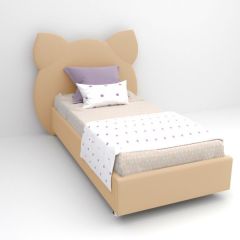 Кровать Котя с ортопедическим основанием 800 (экокожа бежевый) в Кургане - kurgan.mebel24.online | фото