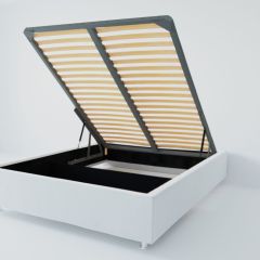 Кровать Подиум с ПМ 1400 (экокожа белая) в Кургане - kurgan.mebel24.online | фото 2