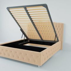 Кровать Нягань с ПМ 1600 (экокожа бежевая) в Кургане - kurgan.mebel24.online | фото
