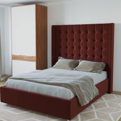 Кровать Венеция ЛЮКС с ПМ 1200 (велюр бордо) в Кургане - kurgan.mebel24.online | фото 2