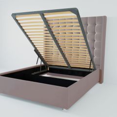 Кровать Венеция ЛЮКС с ПМ 1200 (велюр темно-серый) в Кургане - kurgan.mebel24.online | фото
