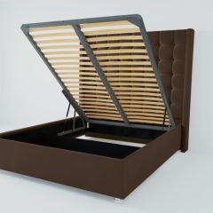 Кровать Венеция ЛЮКС с ПМ 1600 (экокожа коричневая) в Кургане - kurgan.mebel24.online | фото