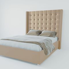 Кровать Венеция ЛЮКС с ПМ 1600 (велюр светло-серый) в Кургане - kurgan.mebel24.online | фото 2