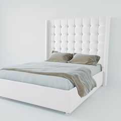 Кровать Венеция ЛЮКС с ПМ 800 (экокожа белая) в Кургане - kurgan.mebel24.online | фото 2