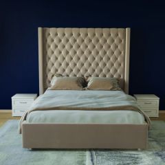 Кровать Версаль ЛЮКС с ПМ 1200 (велюр светло-серый) в Кургане - kurgan.mebel24.online | фото