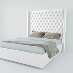 Кровать Версаль ЛЮКС с ПМ 1600 (экокожа белая) в Кургане - kurgan.mebel24.online | фото