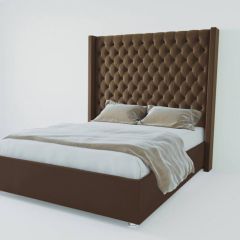 Кровать Версаль ЛЮКС с ПМ 1600 (экокожа коричневая) в Кургане - kurgan.mebel24.online | фото