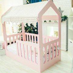 Кровать-домик без ящика 800*1600 (Розовый) в Кургане - kurgan.mebel24.online | фото 1