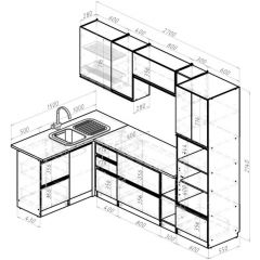 Кухонный гарнитур Симфония мега прайм 1500х2700 мм в Кургане - kurgan.mebel24.online | фото 2