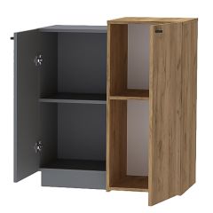 Квадро К-2 Комод 2дв (ЛДСП Графит/дуб крафт золотой) в Кургане - kurgan.mebel24.online | фото 2