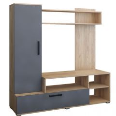 Мини-стенка Линда (дуб золотой/графит софт) в Кургане - kurgan.mebel24.online | фото 2