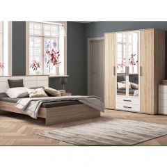 Модульная Спальня Соната (Белый/Дуб Крафт Золотой) в Кургане - kurgan.mebel24.online | фото