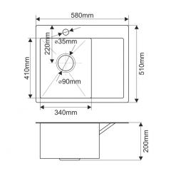 Мойка HD5851L MELANA ProfLine 3,0/200 САТИН врезная прямоугольная с коландером HD5851L в Кургане - kurgan.mebel24.online | фото 2