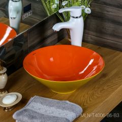 Накладная раковина melana mln-t4006-b6+b3 (желто-красная) в Кургане - kurgan.mebel24.online | фото