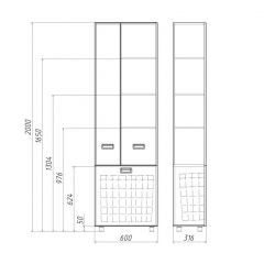 Пенал напольный Cube 60 без ящика с корзиной для белья Домино (DC5014P) в Кургане - kurgan.mebel24.online | фото 3