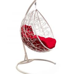 Подвесное кресло КОКОН "КАПЛЯ" ротанг (каркас белый) в Кургане - kurgan.mebel24.online | фото 2