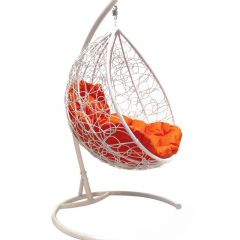Подвесное кресло КОКОН "КАПЛЯ" ротанг (каркас белый) в Кургане - kurgan.mebel24.online | фото 6